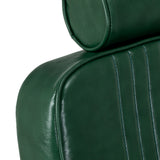 Green Gabbiano Royal X barber chair with padded armrests and chrome accents, designed for barbershop furniture.