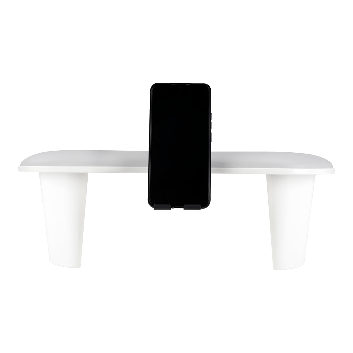 Grey manicure armrest with adjustable metal phone holder
