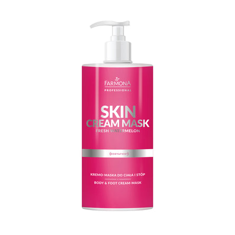 Farmona Skin Fresh Watermelon Body and Foot Mask 500ml jar, featuring watermelon extract for moisturizing and revitalizing skin.