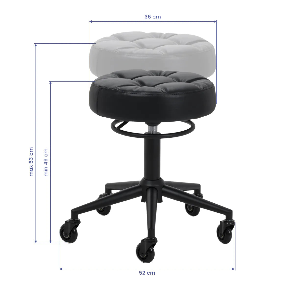 Black Gabbiano D054 salon stool for professional hairdressing workstations