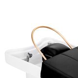 Gabbiano Head Spa 017 black hair washing bed with padded cushion and water basin for comfortable hair washing.