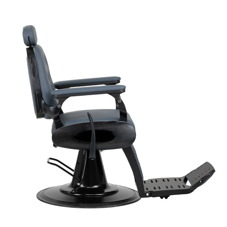 Second class Gabbiano Francesco barber chair with hydraulic lift and graphite synthetic leather upholstery