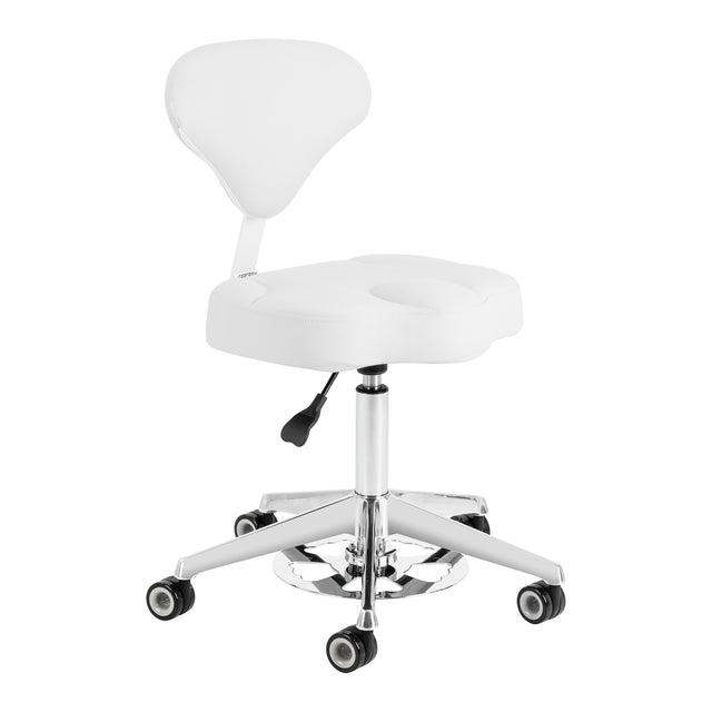 Azzurro 156-F snow-white cosmetic stool with backrest – front view