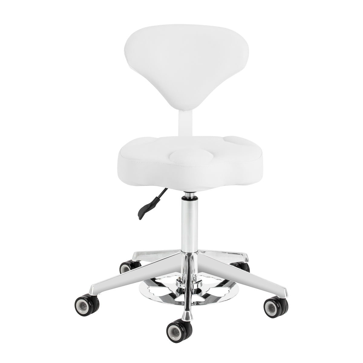 Azzurro 156-F ergonomic snow-white salon stool – side view