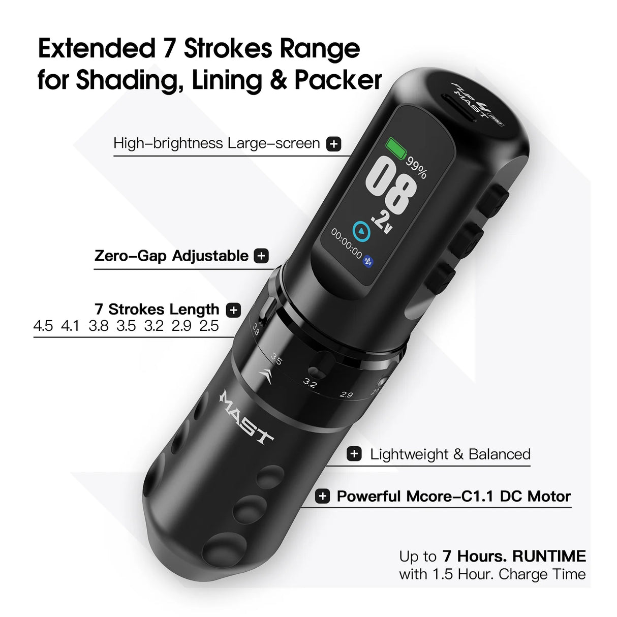 Mast Flip 4 Pro Wireless Tattoo Machine Black - BVShop