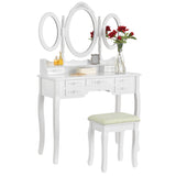 Toaletka biała ELSA 3 mirrors 7 drawers + stool - BVShop