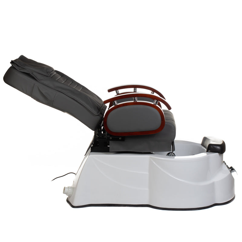 Gray pedicure armchair with massage features from Beauty System, model BR-3820D, showing the plush, ergonomic design and control panel.