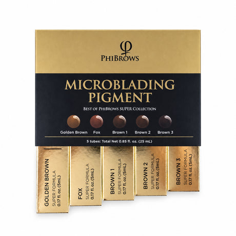 PhiBrows SUPER Microblading Pigment Collection 5x5ml — SUPER pigment collection box upright