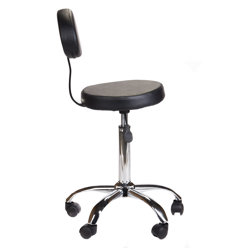 Taboret kosmetyczny z oparciem BH-7289 Czarny - BVShop