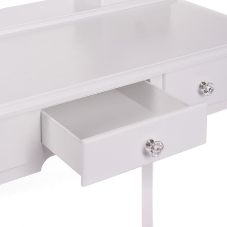KARI White Vanity Table with LED Mirror & Stool - BVShop