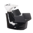 Black Vito BH-8022 Hair Wash Station by Beauty System with sink, faucet, and adjustable chair for salon hair washing.