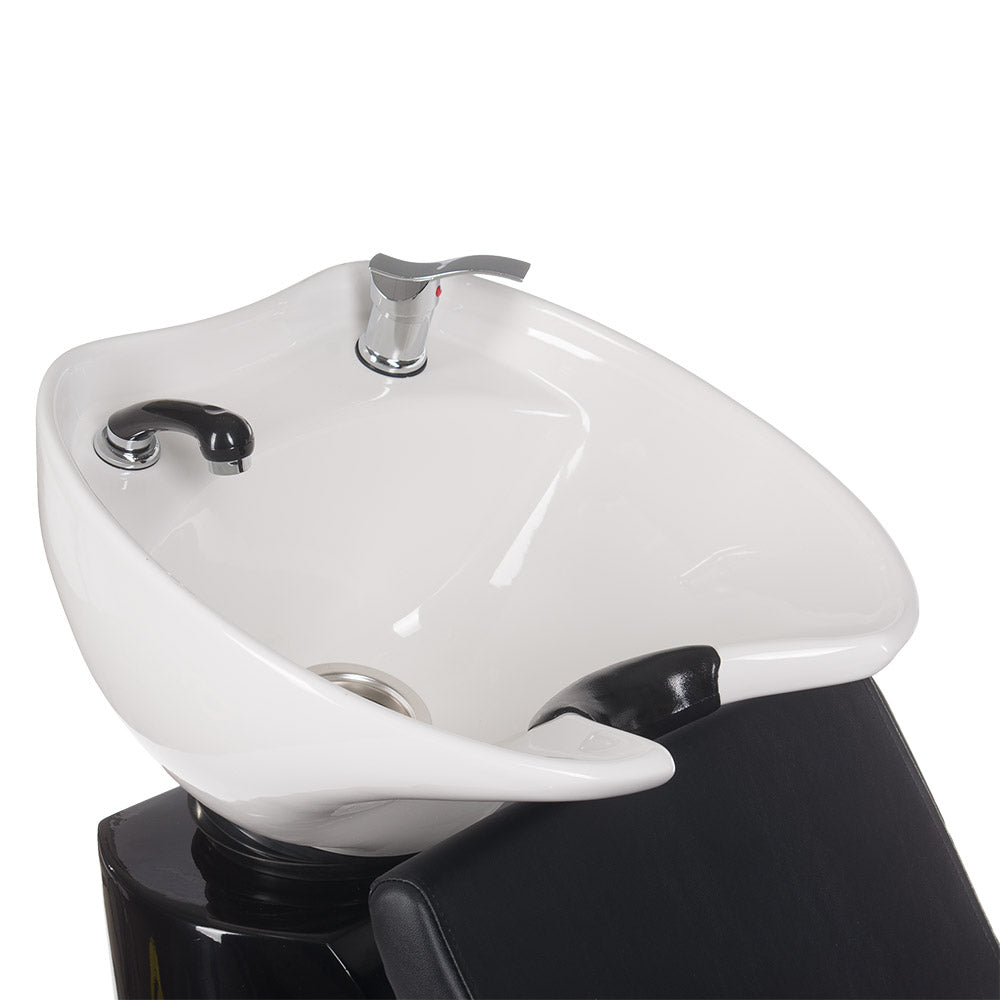 Black Hair Wash Station Vito BH-8022 by Beauty System with sink and adjustable chair for salon use.