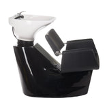 Black Vito BH-8022 hair wash station by Beauty System with sink and adjustable chair for salon use