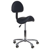 Black cosmetic stool by Beauty System with a padded seat and sturdy base, ideal for salon or skincare treatments.
