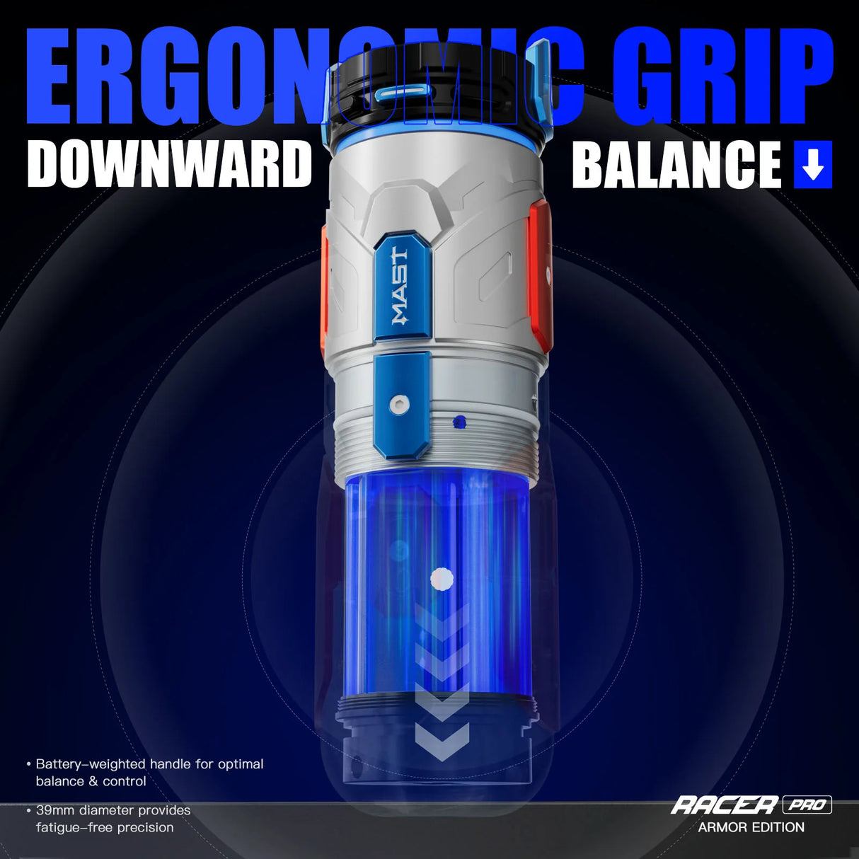 Mast Racer Pro Armor Edition Black Wireless Tattoo Pen 4.2mm Stroke 2 Batteries - BVShop