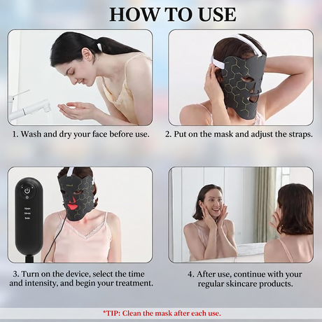 Flowlamp soft silicone LED face mask with 7 light color modes