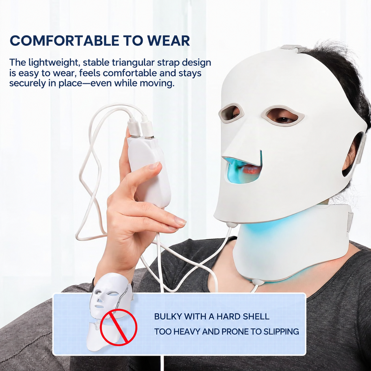 IeBilif flexible LED face mask with soft silicone facial design