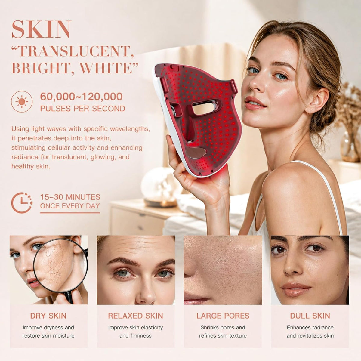 7 color LED light therapy face mask for home skincare routines