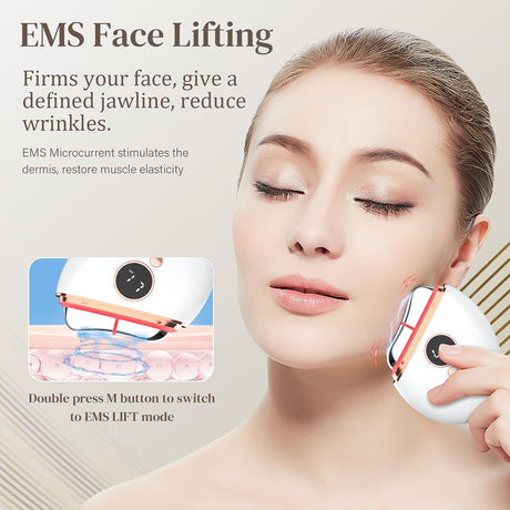 White gua sha face massager with red blue green LED settings