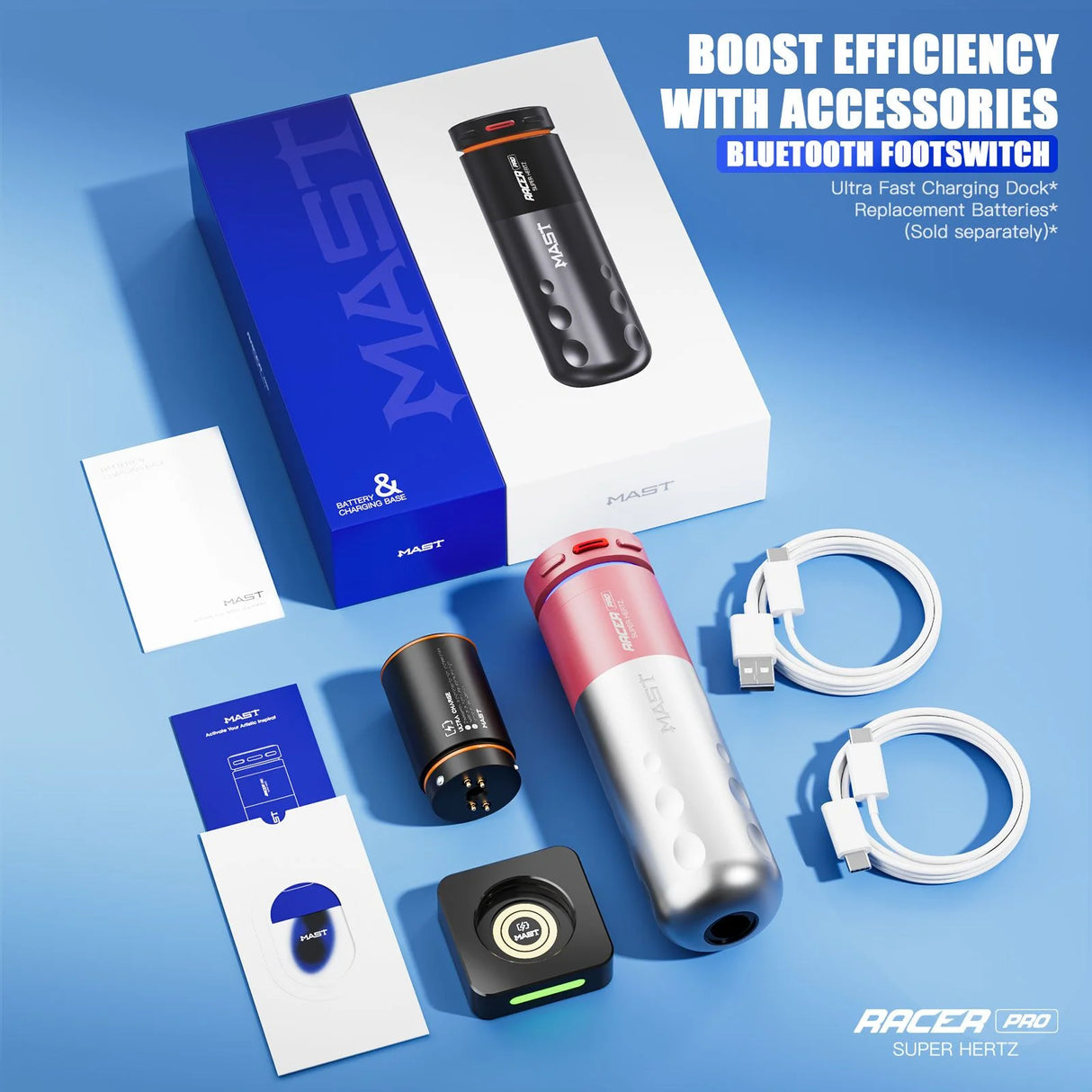 Mast Racer Pro Roosa Juhtmevaba Tätoveerimispulk 4,2 mm Joonistus