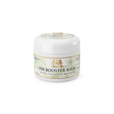 Skin Monarch Ink Booster Balm 30ml, suletud valge purk esikülje etiketiga