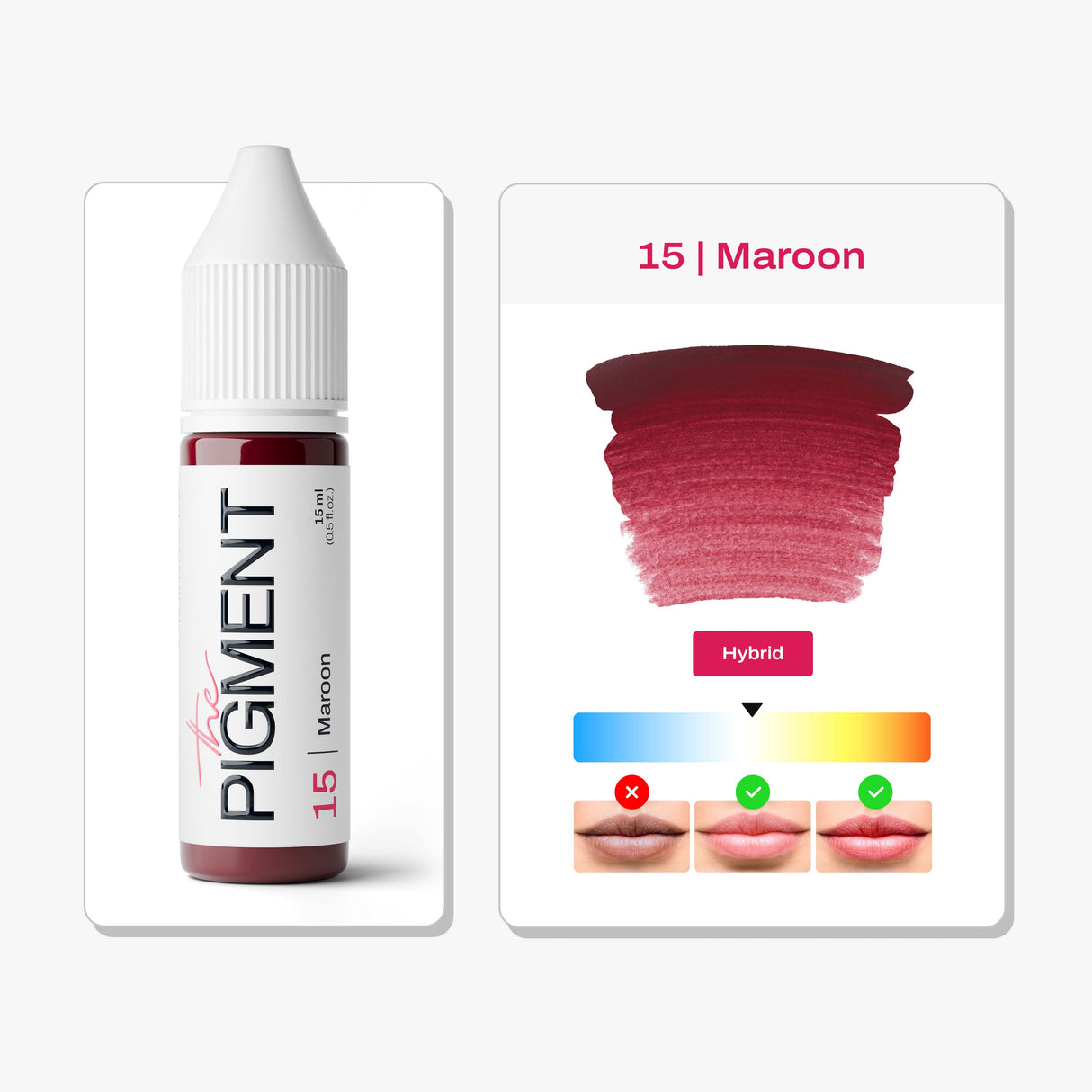 The Pigment 15 Maroon hybrid PMU pigment for lips