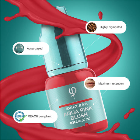 PhiAcademy PMU Aqua Pink Blush Pigment 10ml — formula and pigment texture