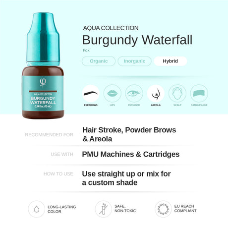 PhiAcademy PMU Aqua Burgundy Waterfall Pigment 10ml – pigment shade and product information