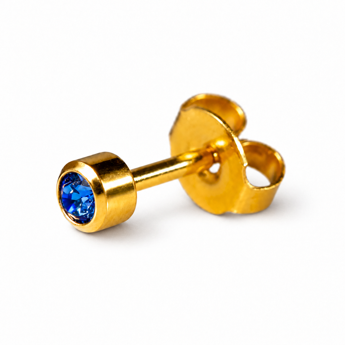 Caflon Blu Piercing Earrings Sapphire 4 mm (24ct Gold Plated)