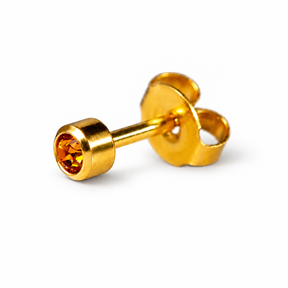 Caflon Blu Piercing Earrings Topaz 4 mm (24ct Gold Plated)