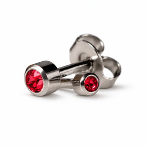 Caflon Blu Piercing Earrings Mini Ruby 3 mm (White Stainless Steel)