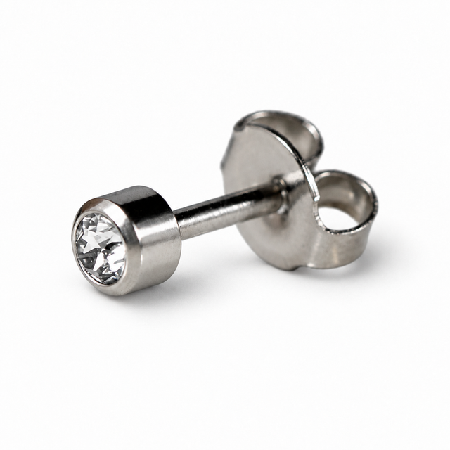 Caflon Blu Piercing Earrings Crystal 4 mm (Titanium)