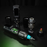 Critical Torque Wireless Tattoo Machine Ultimate Bundle with three adjustable needle configurations in a sleek design.