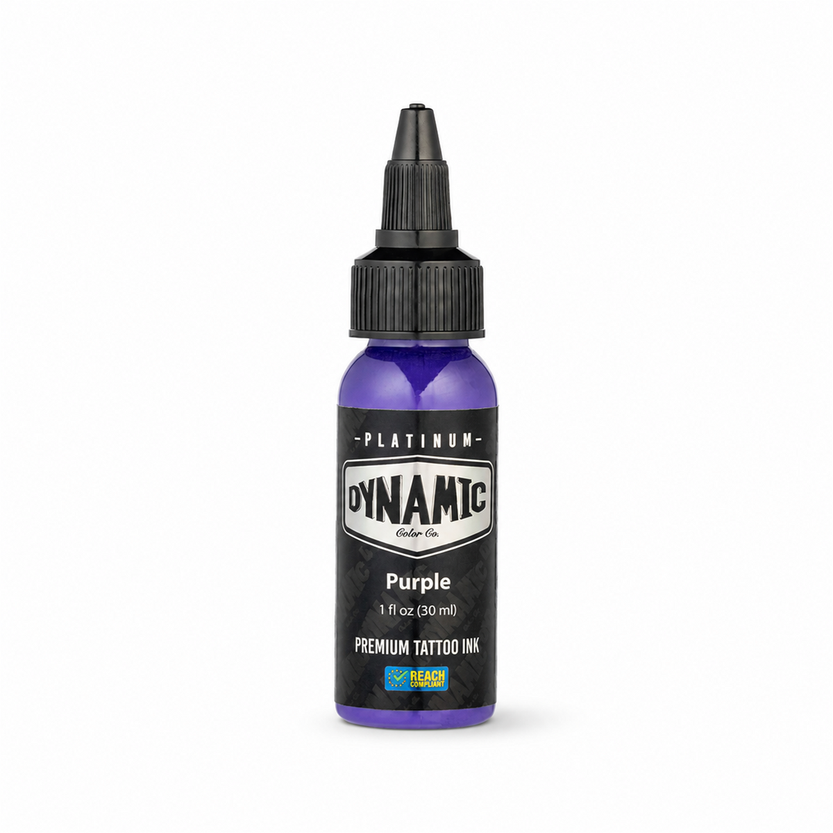 Dynamic Platinum Purple tätoveerimistindi 30ml pudel valgel taustal pehme loomuliku varjuga