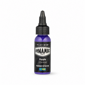 Dynamic Platinum Purple tätoveerimistindi 30ml pudel valgel taustal pehme loomuliku varjuga