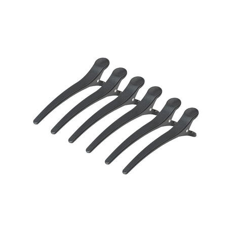 E-32 Hairdressing Clamps 6 pcs 11.5cm Black - BVShop