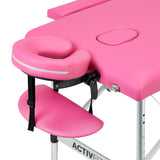 Folding massage table aluminum Activ Fizjo comfort 2 segment pink - BVShop