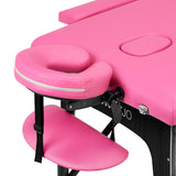 Folding massage table wooden Activ Fizjo comfort 2 segment pink black wood - BVShop