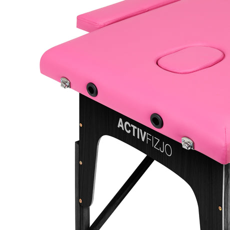 Folding massage table wooden Activ Fizjo comfort 2 segment pink black wood - BVShop