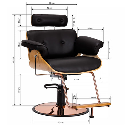 Gabbiano barber chair florence with an adjustable black headrest - BVShop