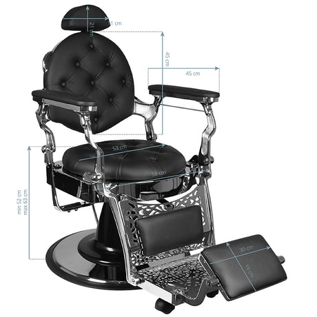 Gabbiano Barber Chair Giulio silver black - BVShop