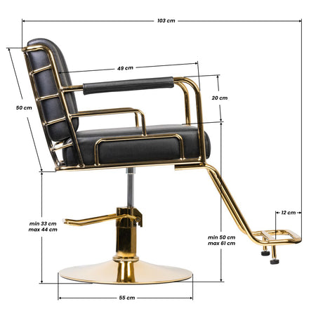 GABBIANO HAIRDRESSING CHAIR PRATO GOLD - BLACK - BVShop