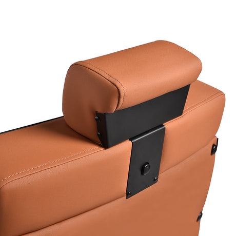 Gabbiano Levi barber chair with black frame brown without stitching at the back - BVShop