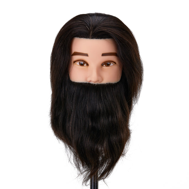 Gabbiano WZ4 training head with beard, natural hair, color 1#, length 8"+6" - BVShop