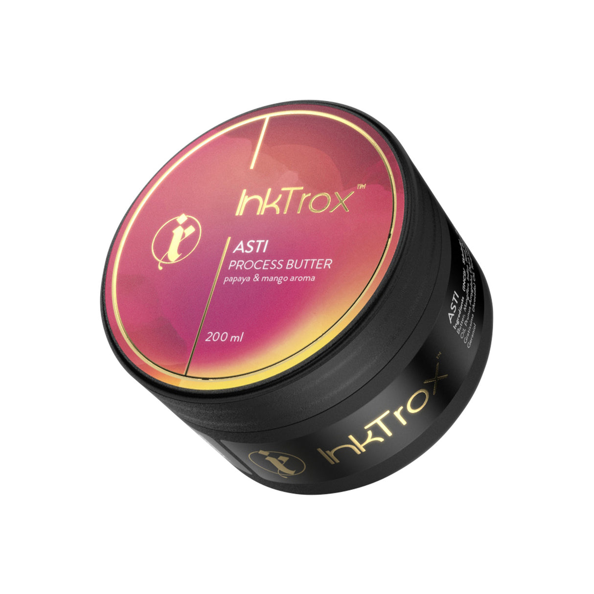 InkTrox Asti Tattoo Process Butter 200ml jar, creamy skin care product for tattoo aftercare and healing.