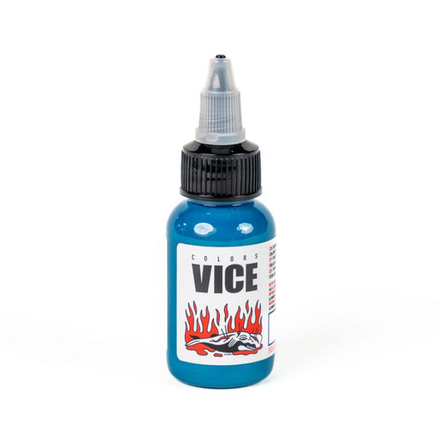 Vice Colors Turquoise 30ml nail polish bottle with turquoise-colored liquid inside on a plain background.