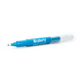 Saferly fine tip surgical skin marker in white and violet, shown with close-up of tip for precise skin marking.