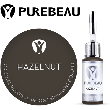Purebeau Hazelnut 10ml HiCON kulmupigmendi pudel ja värvinäidis