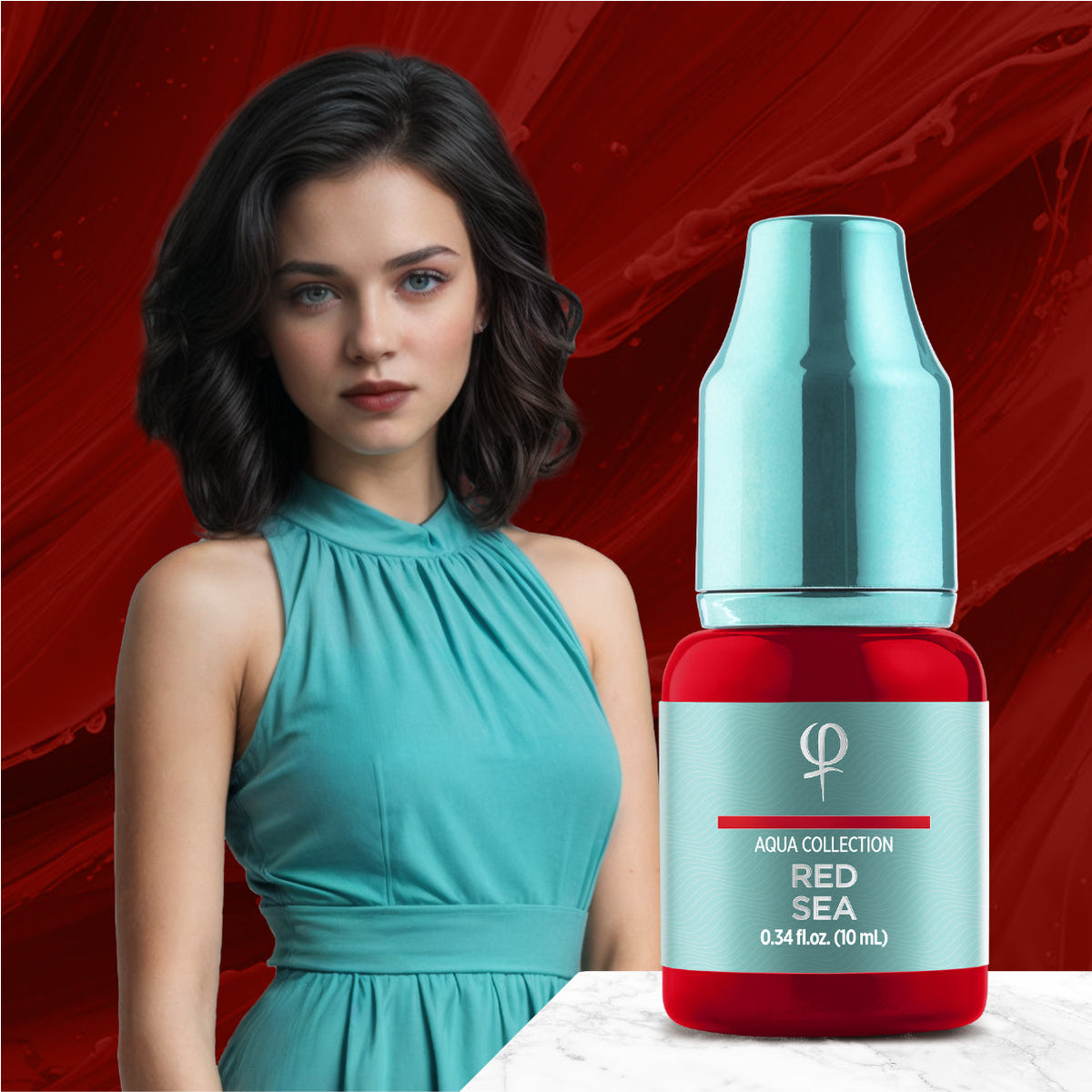 PhiAcademy PMU Aqua Red Sea Pigment 10ml — product colour presentation