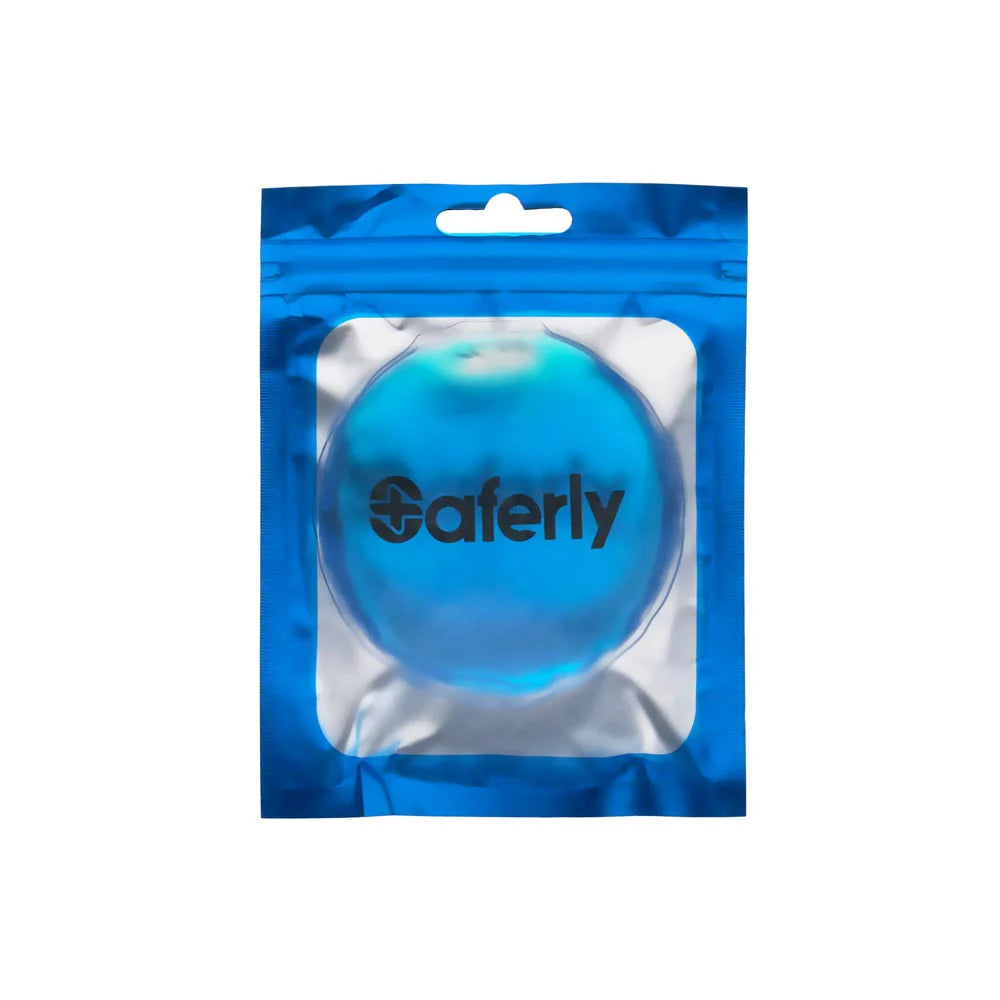 Saferly Eyes Ice Pack showing a soft gel-filled eye-shaped cold compress for soothing eye area relief.